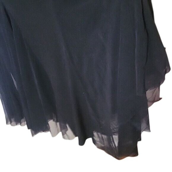 Black Halter Evening Gown With Rhinestone Embellishment & Flowing Sheer‎ Layers - Picture 4 of 9